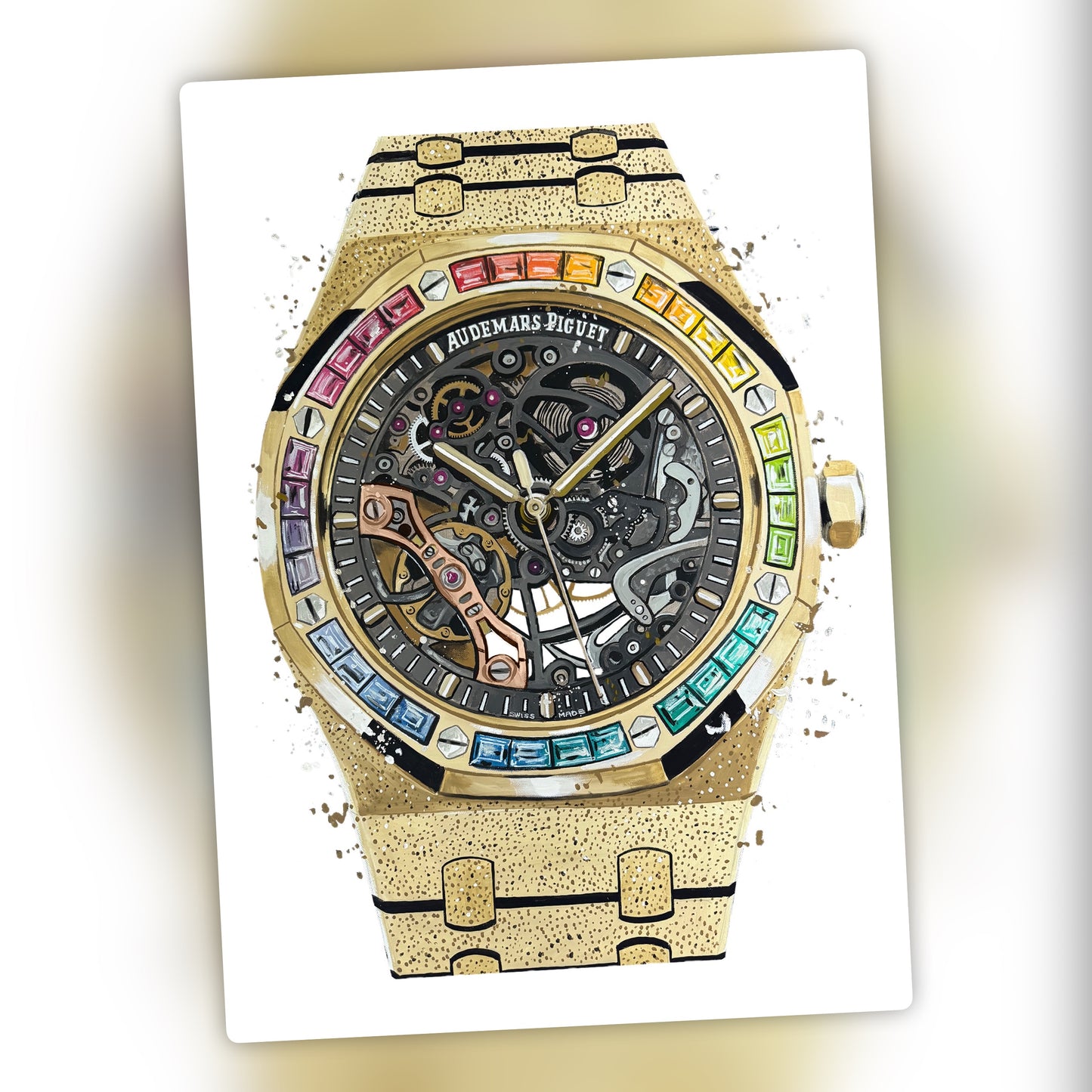 AP Gold Frosted Rainbow Print
