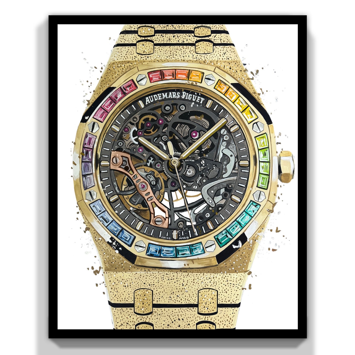 AP Gold Frosted Rainbow Print