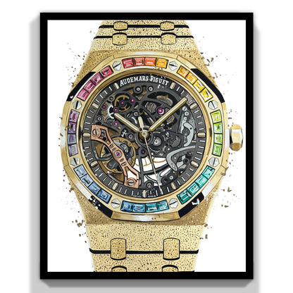 AP Gold Frosted Rainbow Print